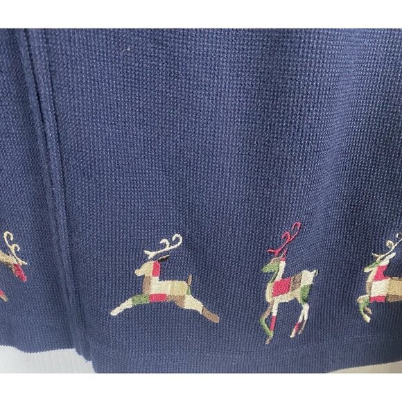 Christopher & Banks Cardigan Sweater Full Zip Size Large - READ- Blue Reindeer - Picture 5 of 5